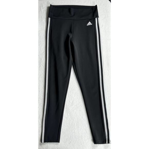Adidas  Aeroready 3-Stripes High Rise 7/8 Sport Black Women’s Small Leggings - Picture 1 of 7